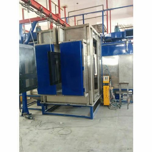 Conveyorised powder coating booth